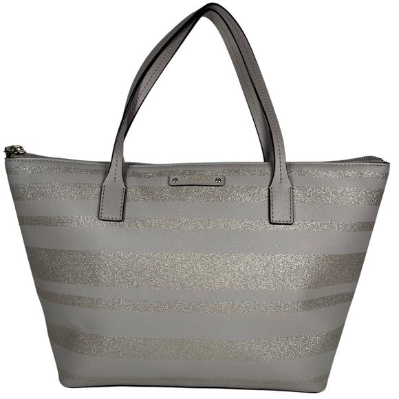 kate spade Handbags - KATE SPADE Haven Lane Hani Taupe Gold Glitter Stripe Tote Shoulder Bag